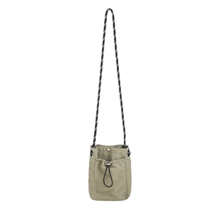 Waterproof nylon mini crossbody phone bag with drawstring and woven shoulder strap