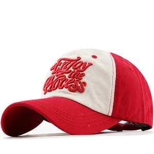 Casquette De Baseball En Coton Lavé Color Block Broderie 3D Réglable Rétro Chapeau De Soleil Unisexe