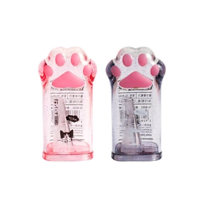 Cute cat paw pencil sharpeners in pink and gray with sparkling translucent shells