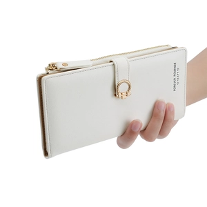 Damen Lange Geldbörse PU Leder Große Kapazität Mehrere Kartenfächer Reißverschlusstasche Metallschnalle Clutch Mode Stil