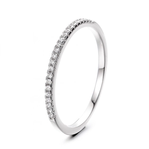 Minimalist 925 sterling silver half eternity ring with shimmering pavé diamonds