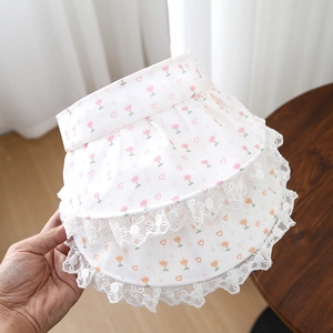 Chapeau Soleil Bébé Fille Visière Vide Coton Dentelle Imprimé Floral Tulipe Été Voyage Extérieur Douce Princesse Enfant