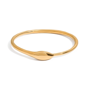 Minimalist 18K Gold Plated Stainless Steel Hammered Texture Bangle Bracelet Snake Style Waterproof Hypoallergenic Jewelry