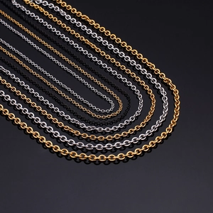 Minimalist O-link chain necklaces in gold, silver, and black metal for DIY jewelry making