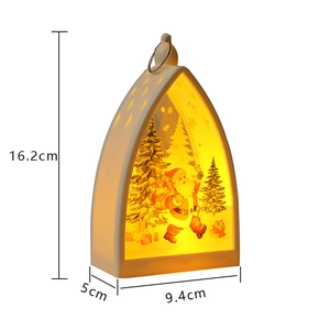 Detailed technical drawing of a white Christmas LED lantern with dimensions 16.2x9.4x5cm