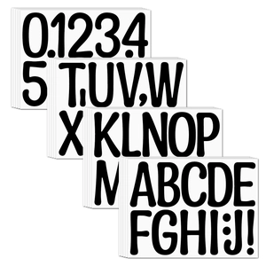 Détail d'autocollants alphabet et chiffres en vinyle noir 4 pouces pour décorations