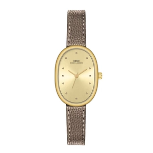 Elegant Women Quartz Watch Oval Alloy Case Genuine Leather Strap Minimalist Vintage Style Wristwatch