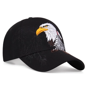 Klassische schwarze Baumwoll-Baseballkappe mit Adler-Stickerei und Outdoor-Casual-Stil