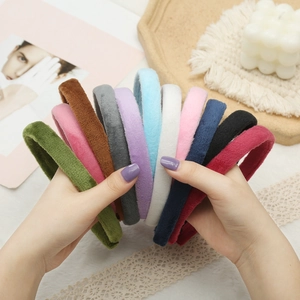 Plush Velvet Headband Solid Color Soft Hair Hoop For Women Girls Simple Hair Accessory