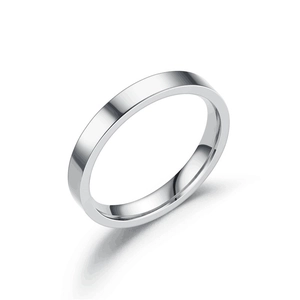 Minimalist 3mm polished stainless steel flat band ring with a mirror finish