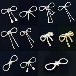Elegant vintage bow butterfly brooch collection with rhinestones and faux pearls for women