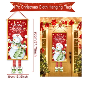 Detailed view of the Christmas snowman cloth hanging flag measuring 96cm by 39cm