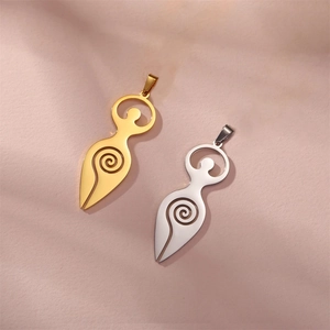Spiral Goddess Pendant Charms Stainless Steel Mother Earth Abstract Female For DIY Jewelry Making Necklaces Boho Spiritual