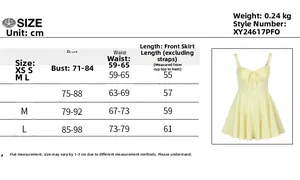 Tableau des tailles détaillé pour robe dentelle avec mesures du XS au L et poids total