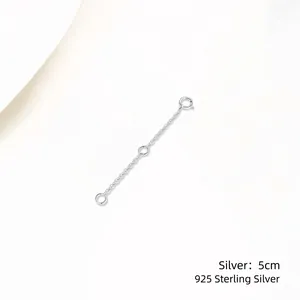 Macro detail of a 5cm 925 sterling silver adjustable extender chain with spring clasp