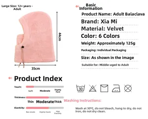 Detailed view of pink fleece balaclava hood with adjustable drawstring for winter warmth
