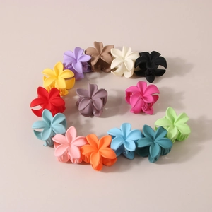 Set of colorful matte flower claw clips for hair in various vibrant candy colors