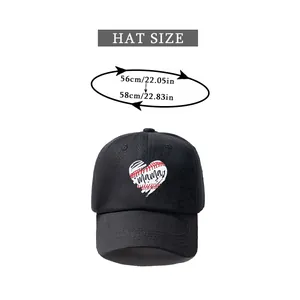 Size chart showing head circumference 56-58cm for the MAMA heart embroidery baseball cap