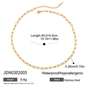 Détails du collier chaîne trombone en acier inoxydable de 40cm avec spécifications