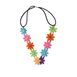 Colorful embroidered daisy flower headband with elastic band for girls' summer hair accessories