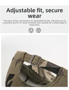 Détail de la boucle métallique réglable sur la casquette camouflage pour ajustement