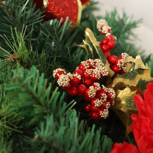 Christmas red berries and green pine needles decoration for home front door ornaments