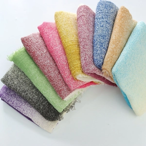 Winter two-tone gradient scarf color palette showing various linen blend fabric swatches