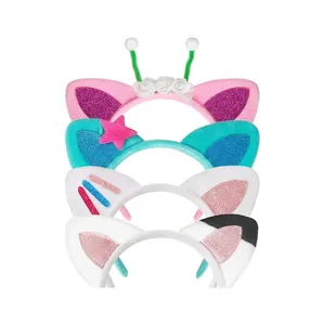Cat Ear Headband Hair Clip Sequin Plush Glitter Cute Costume Accessory For Halloween Birthday Cosplay Party