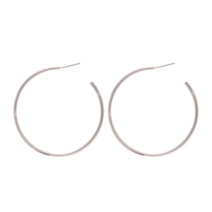 Minimalist silver hoop earrings with high polish geometric C-shape design for women