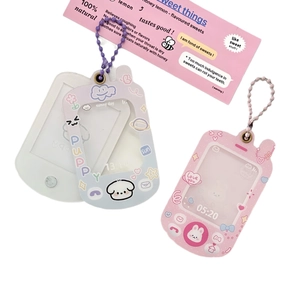 Cute puppy and rabbit themed acrylic magnetic photo frame card holders with ball chains