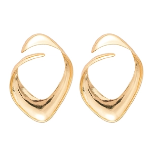 Minimalist gold irregular geometric earrings with artistic hollow metal design for women
