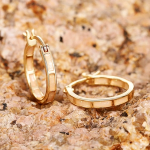 Orecchini A Cerchio Geometrici Rame Intarsio Opale Imitazione Scintillante Accessorio Elegante Per Donna Quotidiano