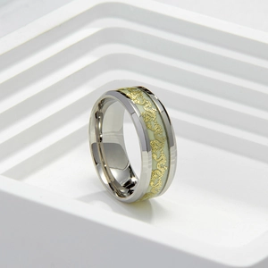 Luminous Dragon Band Ring Stainless Steel Night Glow Jewelry For Men Punk Vintage Chinese Style Polished Finish