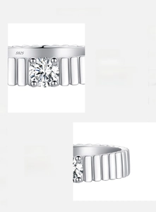 Close-up of S925 silver stamp and sparkling D color VVS1 moissanite stone detail