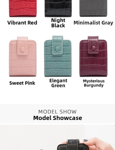 Close-up of crocodile texture PU leather lipstick pouches with snap button in various colors