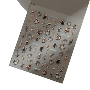 Autocollants nail art bronze 3D avec motifs marins de tortues et dauphins pour ongles