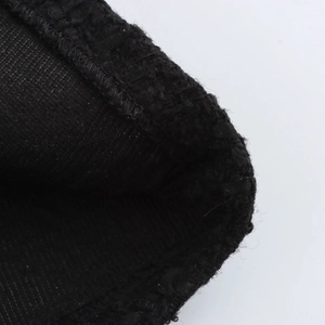 Abito in tweed nero senza maniche stile francese con bottoni e trama del tessuto