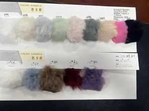 Detailed swatches of 7cm faux rabbit fur in various colors for hooded winter coats