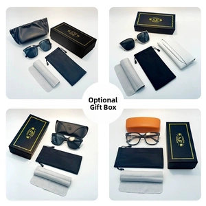 Detailed set of rimless sunglasses with premium gift box and leather cases for women