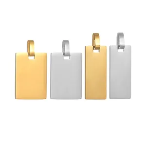 Polished stainless steel rectangular pendants in gold and silver finishes for couples