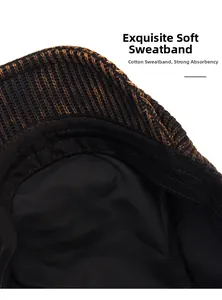 Close-up of soft cotton sweatband inside the American tie-dye knitted beret hat