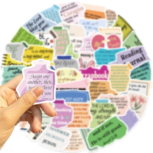 Pack of 50 waterproof Bible verse stickers for journaling and DIY decor on luggage