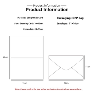 Detailed size specifications for Christmas card and envelope set with 250g white card material