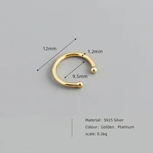 Minimalist S925 sterling silver C-shaped ear bone cuff earring in gold finish for women