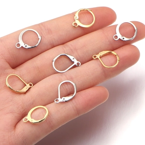 Golden and silver stainless steel earring hooks for DIY jewelry making in various sizes
