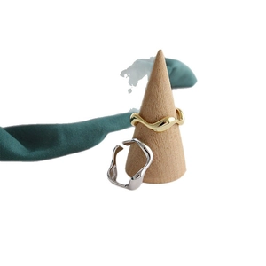 Minimalist S925 sterling silver rings with irregular wave design in gold and silver finish