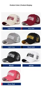 Dettaglio delle berretti trucker in rete in sette colori con ricamo City Boston