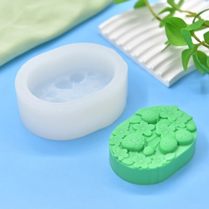 Strawberry and flower embossed silicone mold for DIY soap and aromatherapy candle making