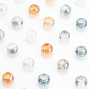 Multi-colored 8x10mm transparent glass beads with large holes for DIY jewelry making
