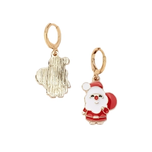 Boucles d'oreilles Père Noël mignonnes en or et émail rouge, design festif et élégant
